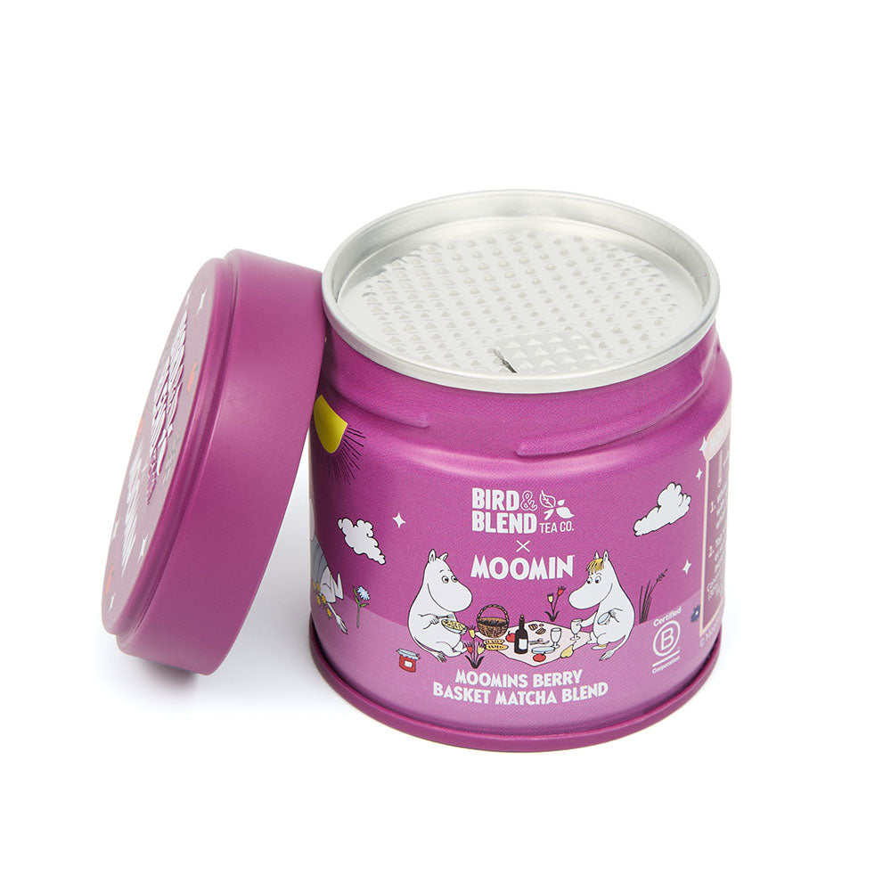 Moomin berry basket matcha tin open