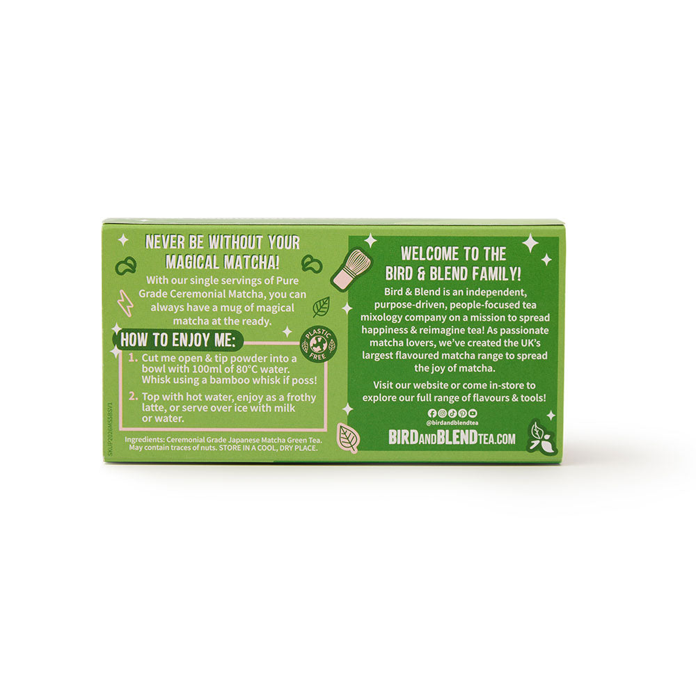 back of matcha on the go pure grade ceremonial matcha box
