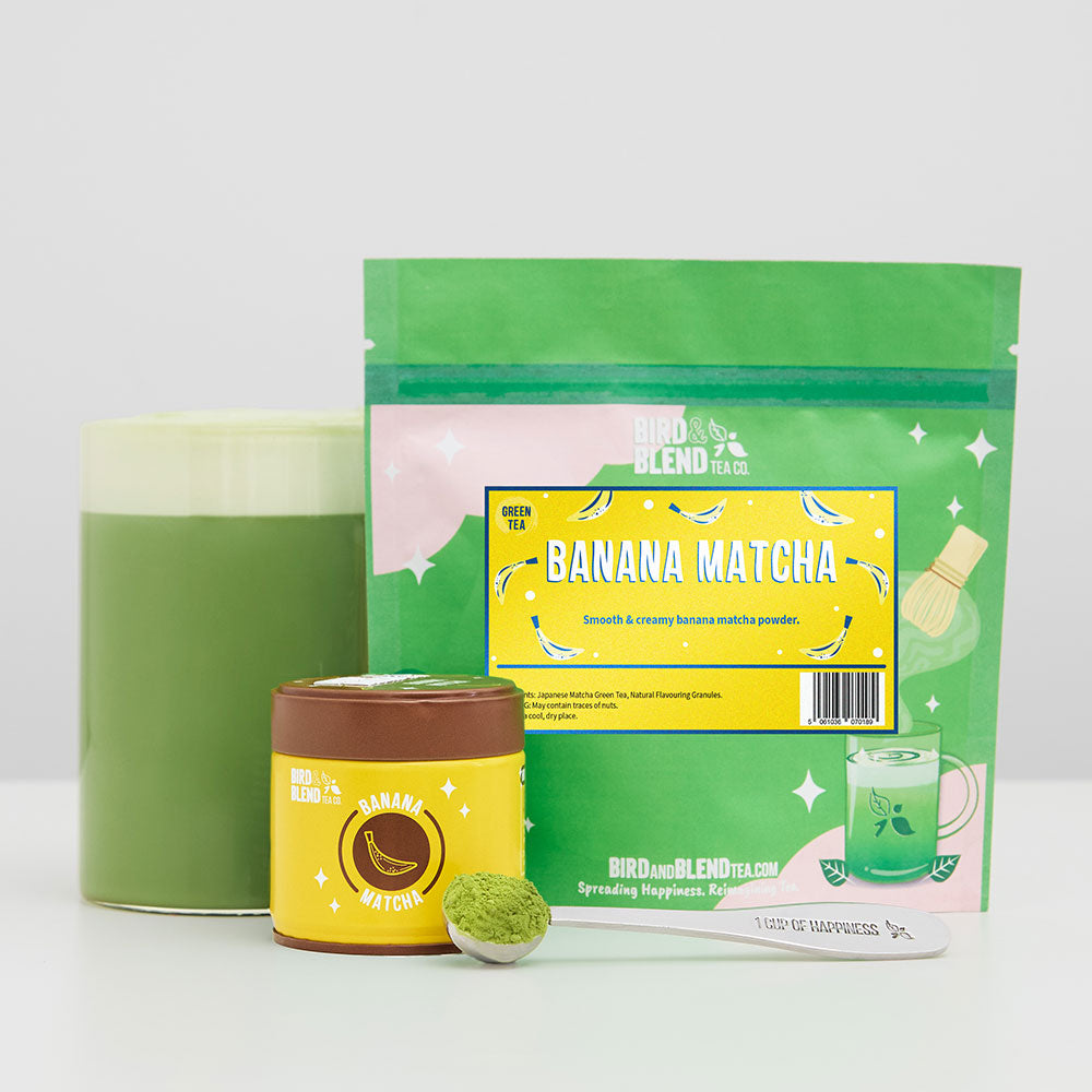 banana matcha pouch with tin