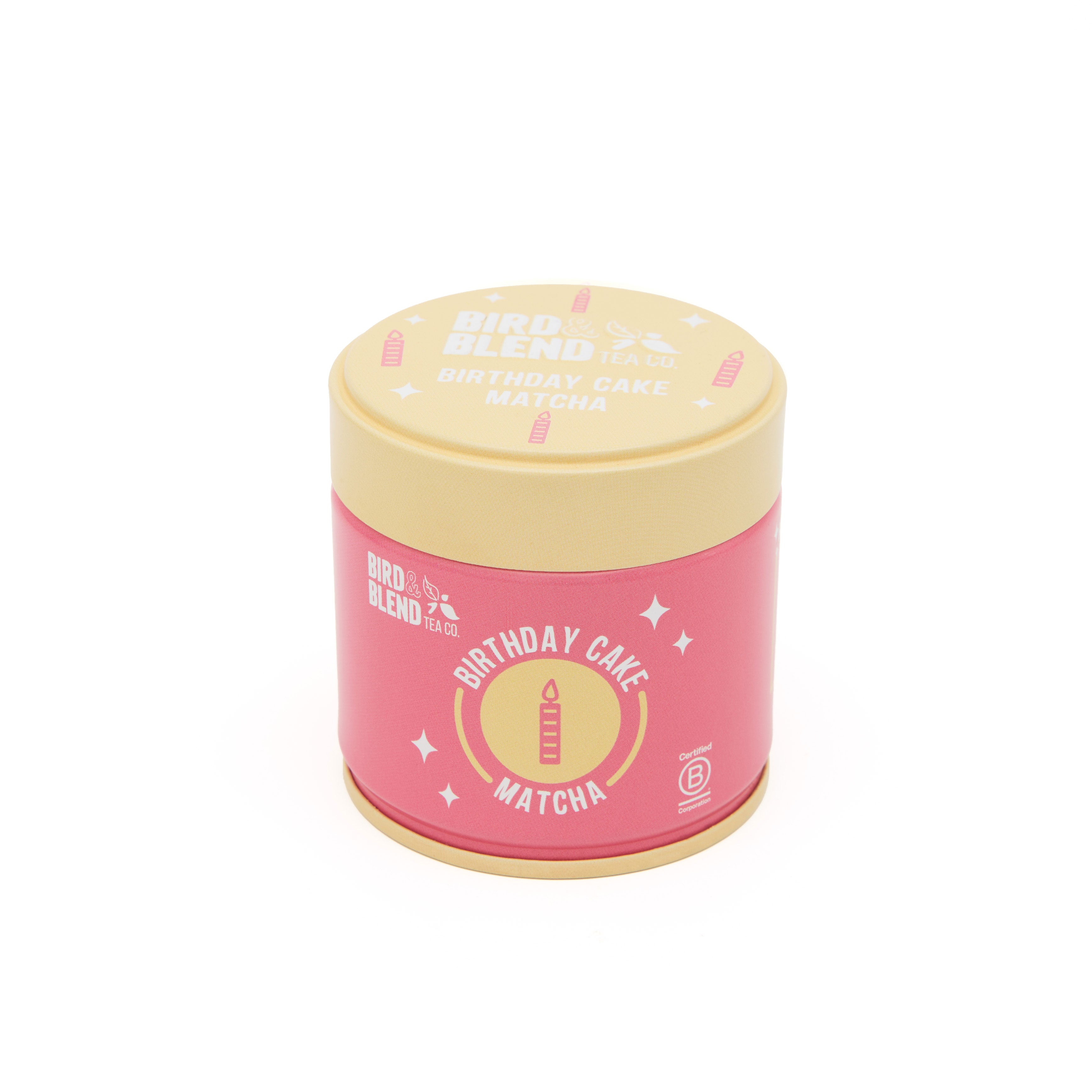 birthday cake matcha tin
