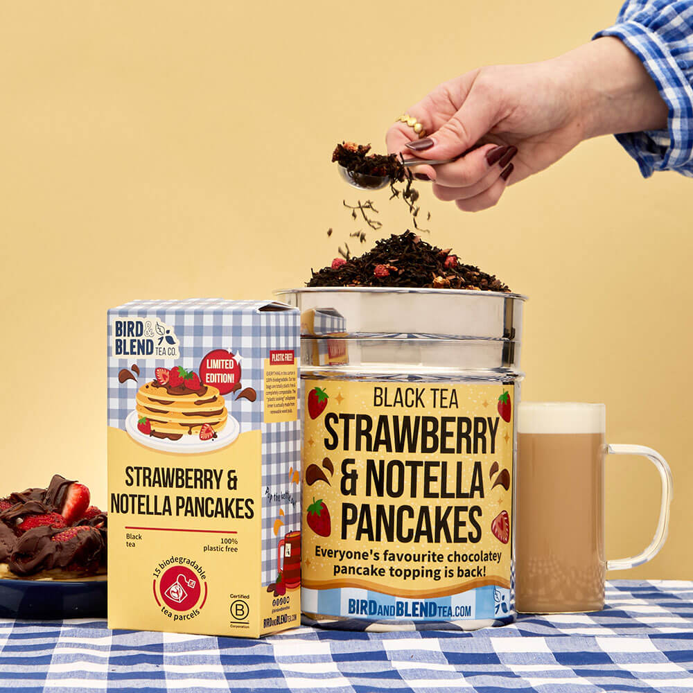 tea bag and loose leaf tea strawberry and nutella tea