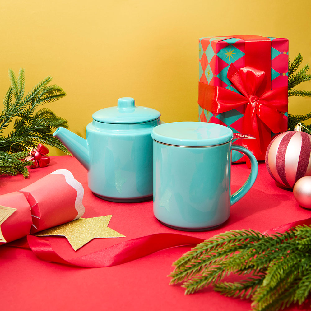 Breezy Blue Infuser Teapot & Mug