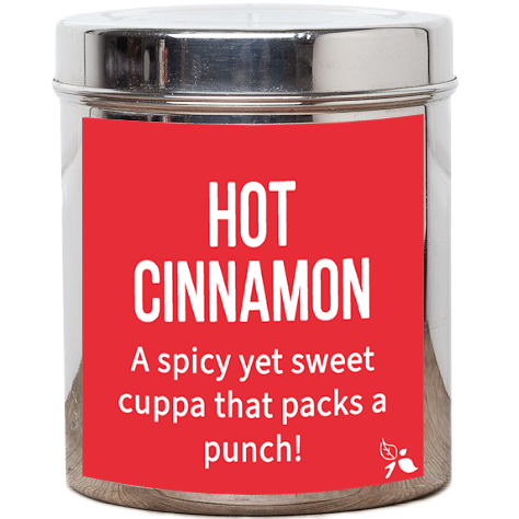 hot cinnamon tea tin label
