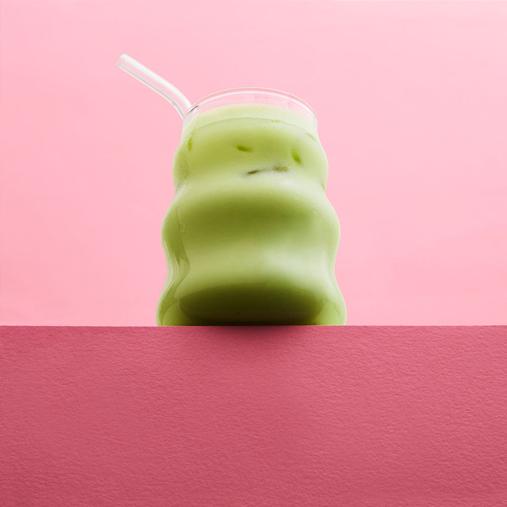iced matcha in glass