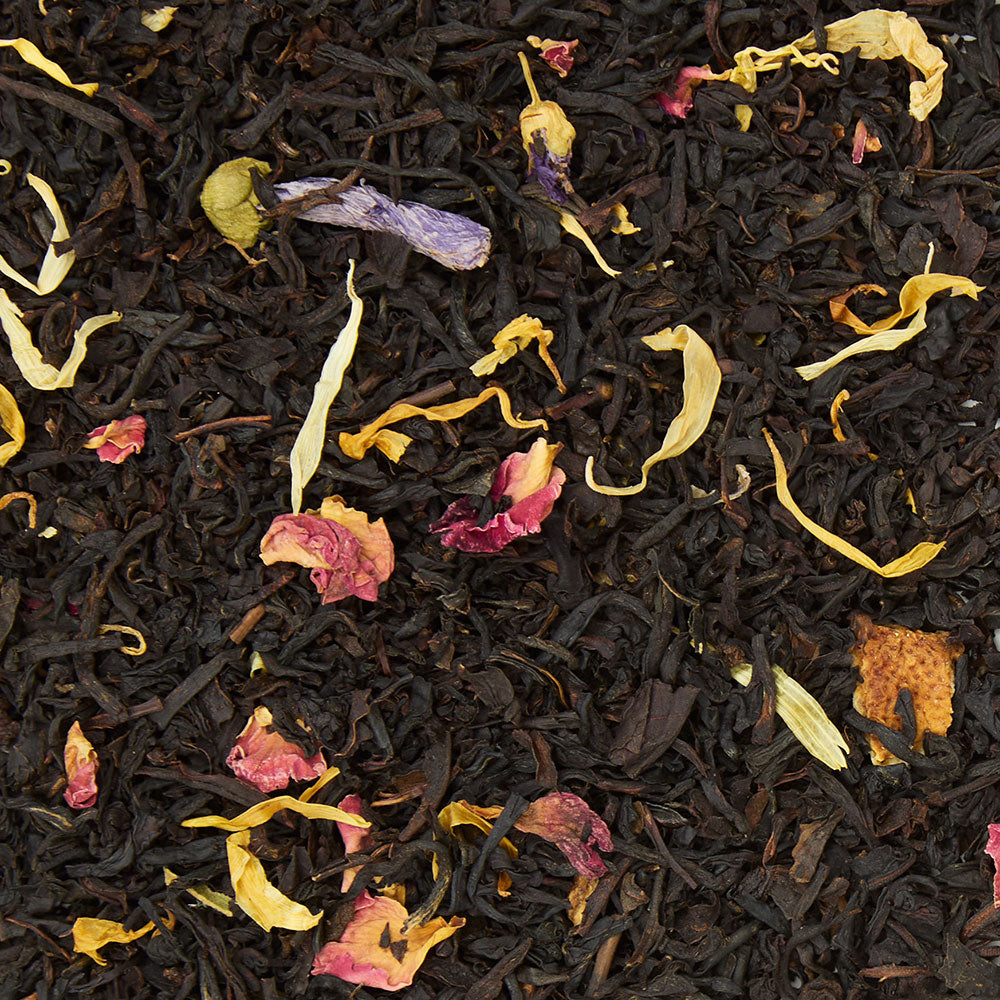 island sunrise loose leaf black tea flatlay