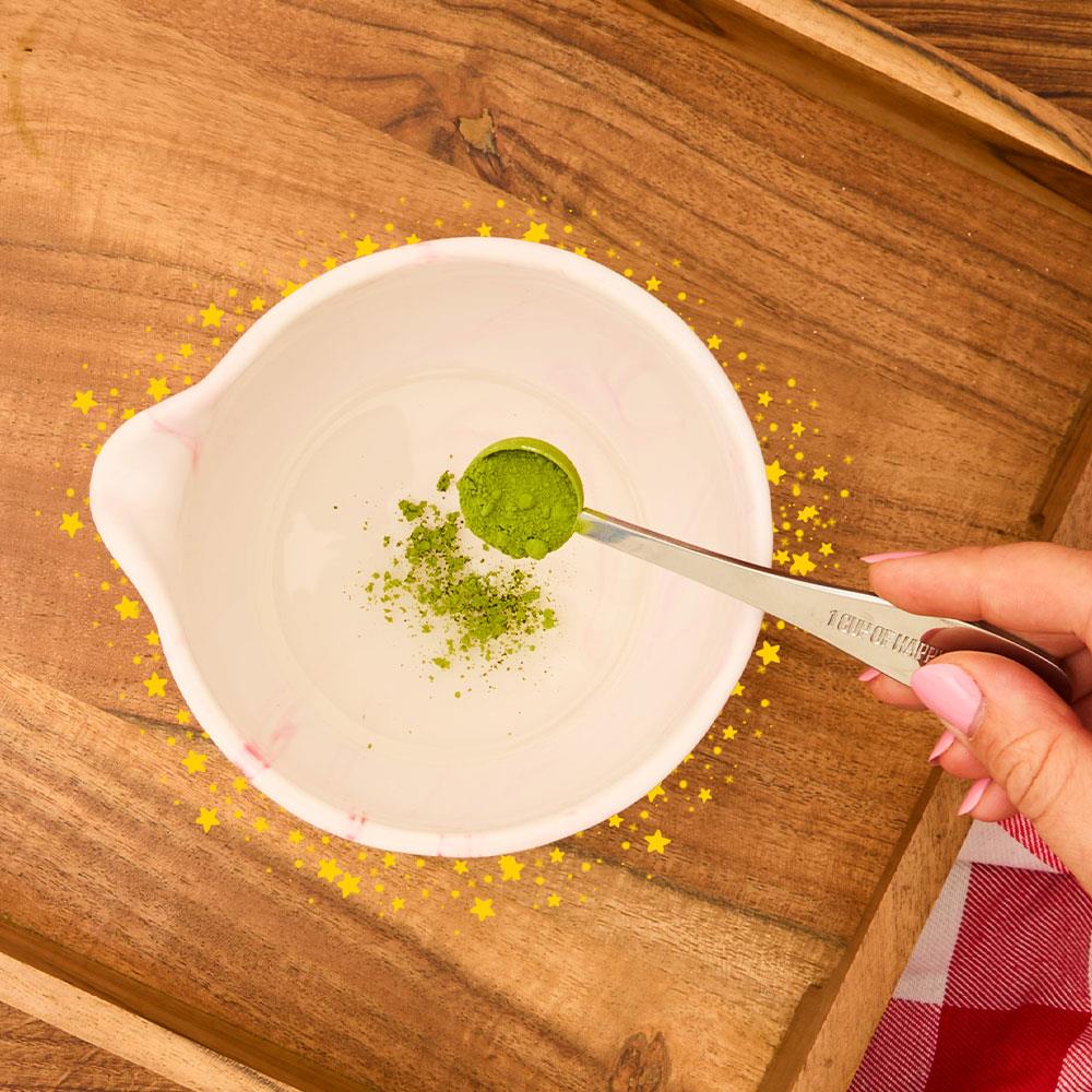 matcha ceramic bowl with perfect tea spoon
