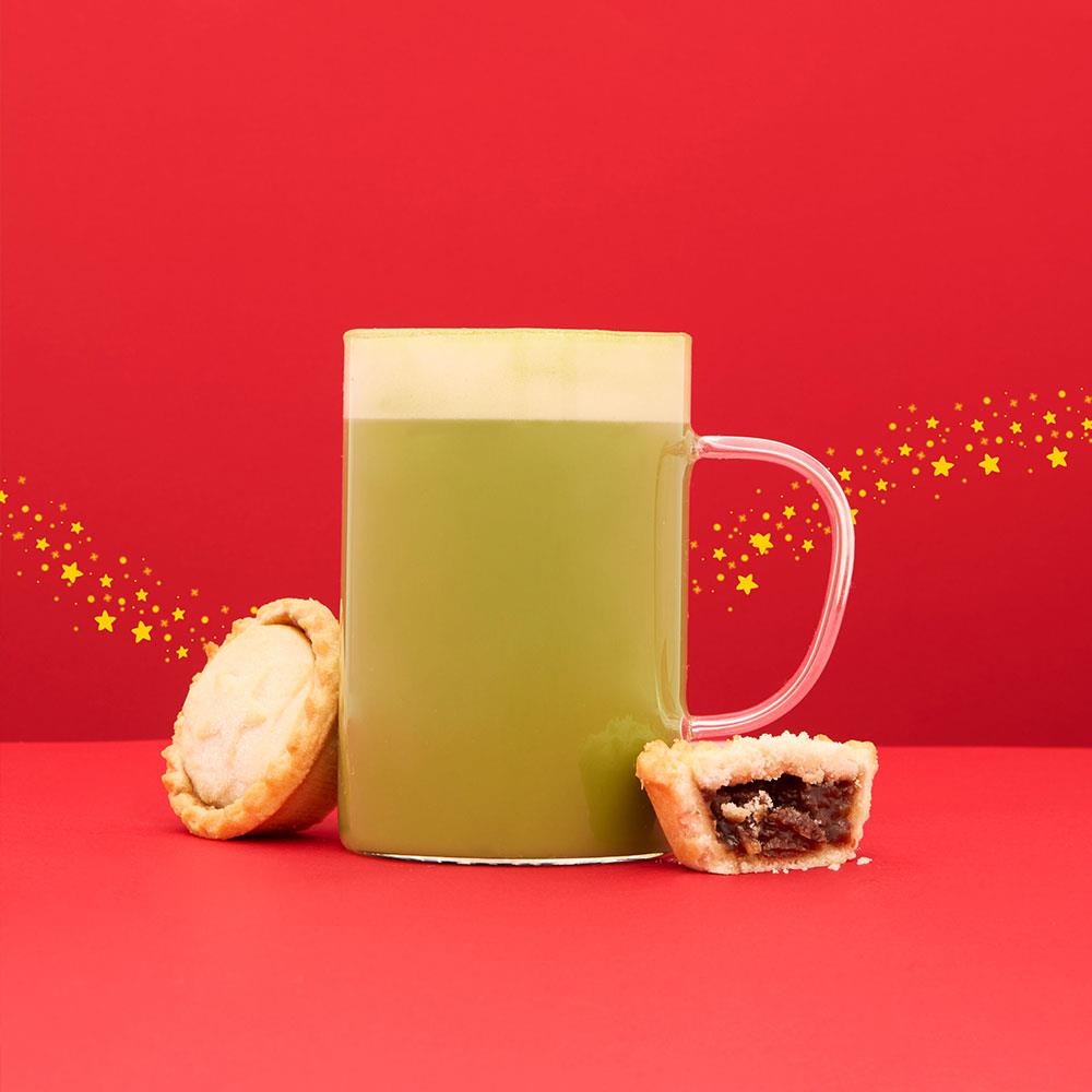 mince pie hot matcha with mince pies christmas