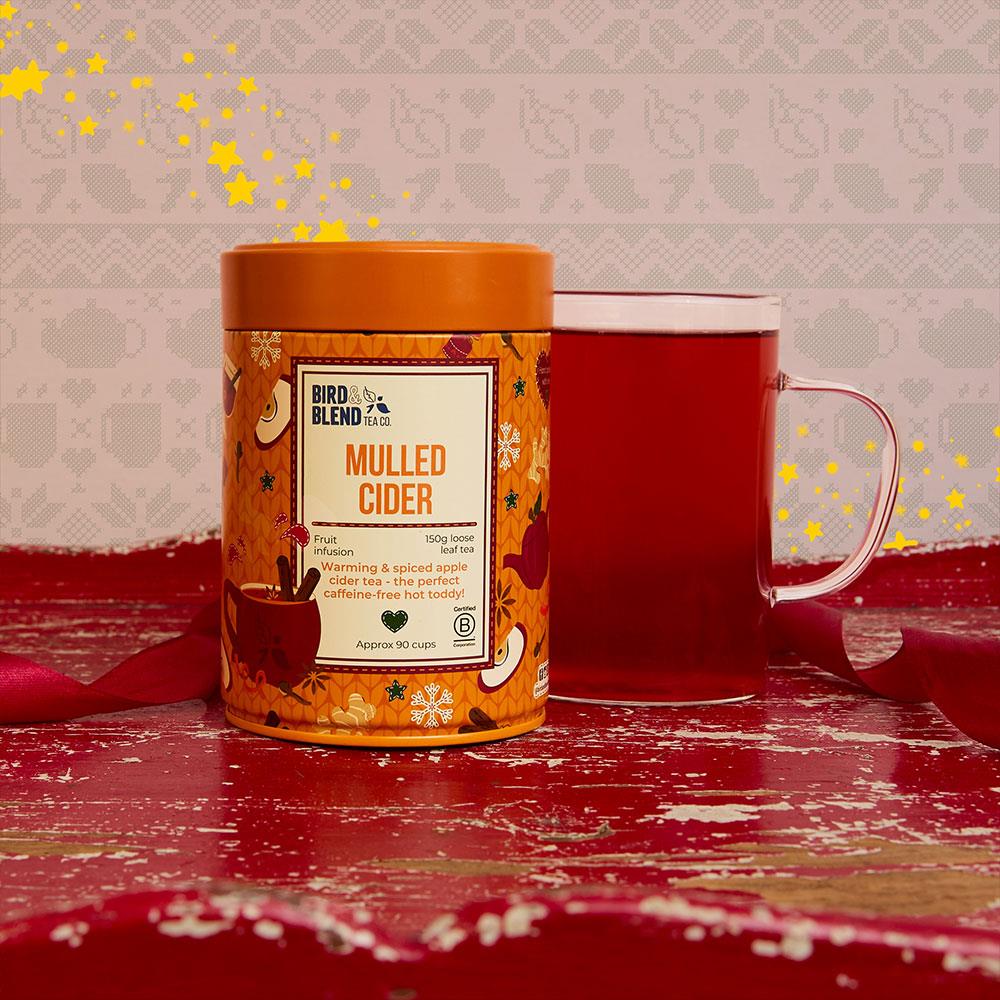 mulled cider 150g custom caddy with hot tea