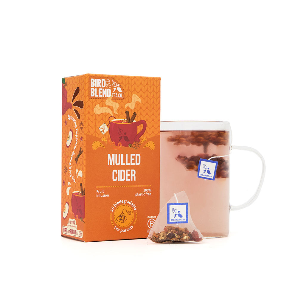 mulled cider tea bag gift with hot tea