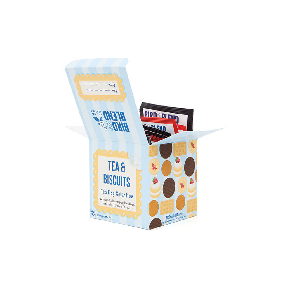 open tea & biscuit tea bag selection gift cube
