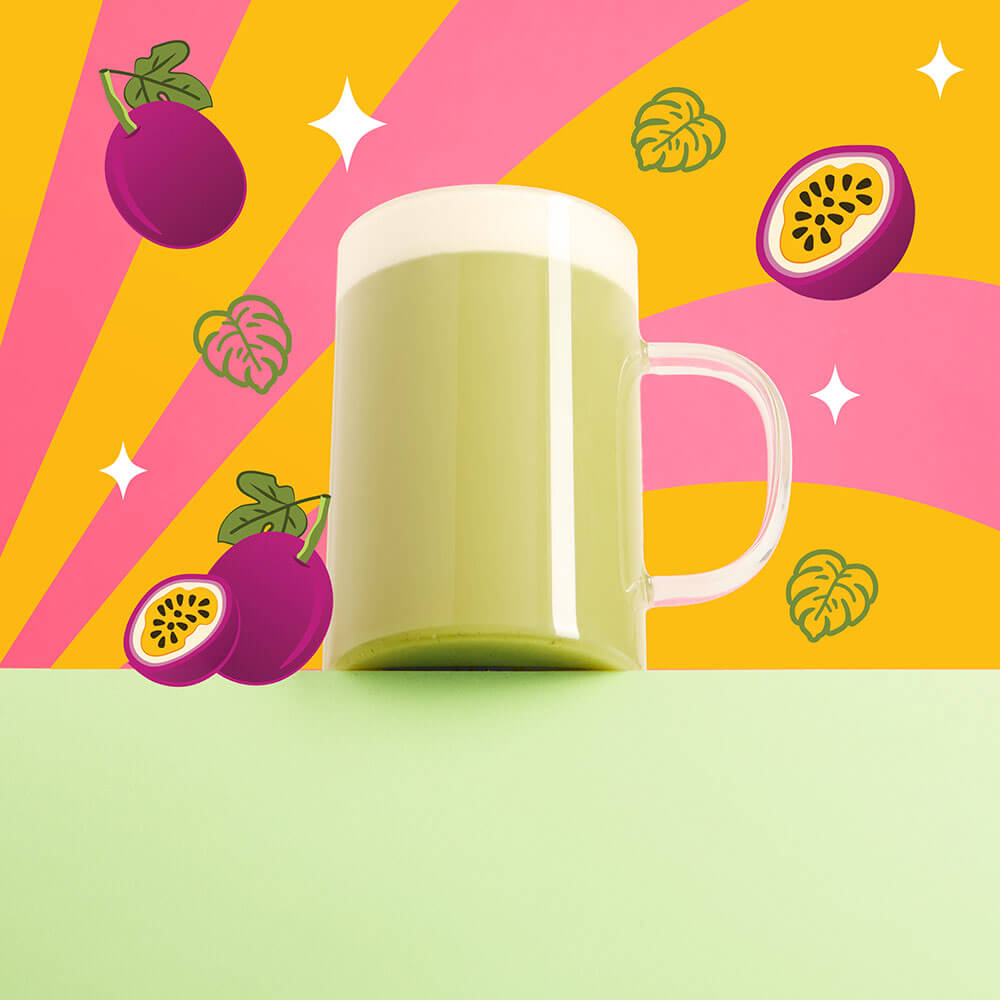passionfruit cheesecake flavoured matcha tea
