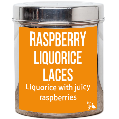 raspberry liquorice laces tea tin