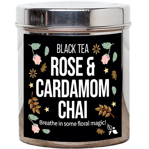rose and cardamom chai black tea autumn tea tin