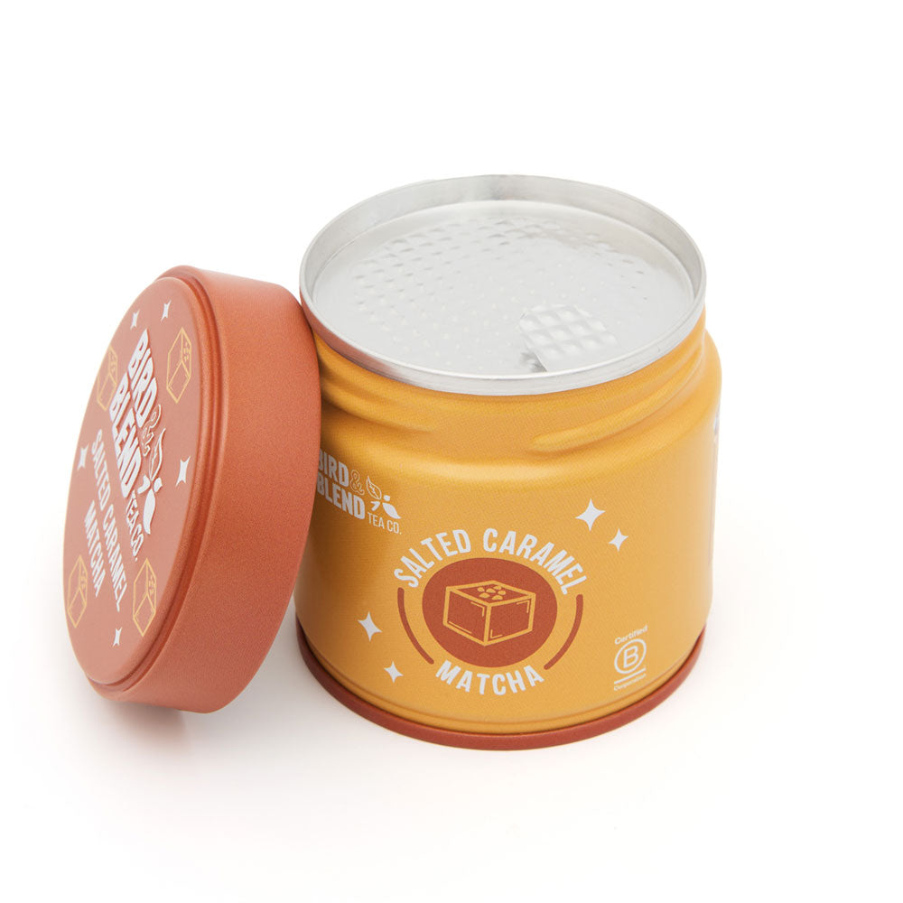 salted caramel matcha tin