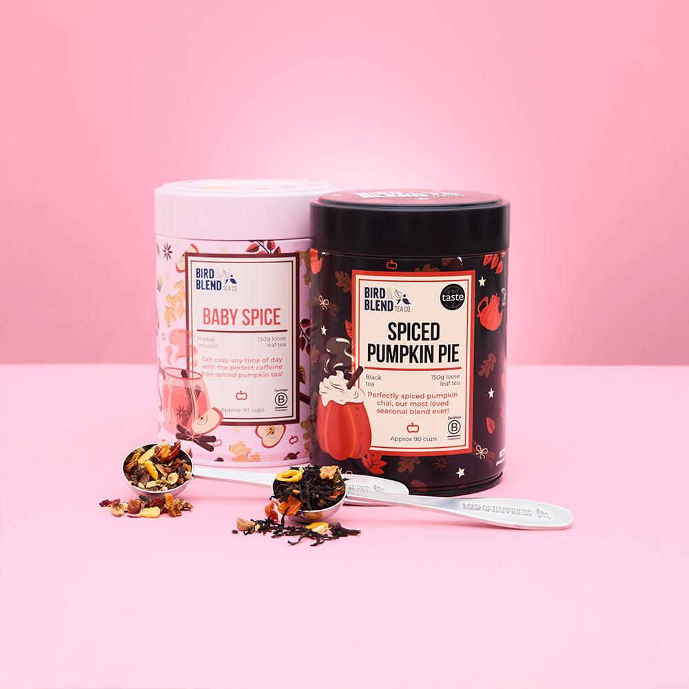spiced pumpkin pie tea and baby spice tea limited edition tins