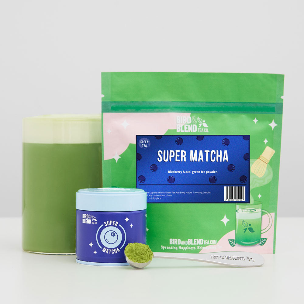 super matcha hot matcha with tin