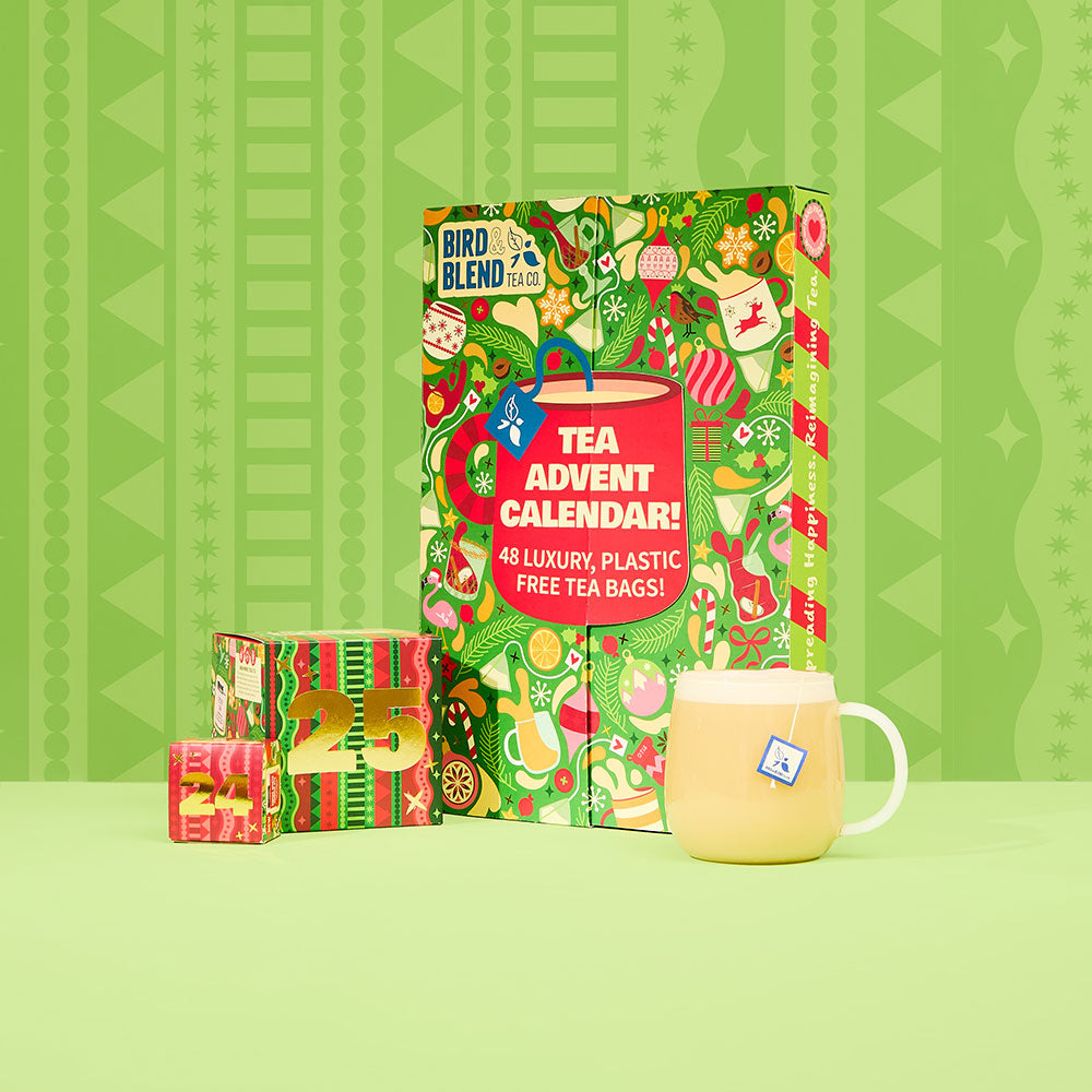 tea advent calendar & hot tea latte & day 25 tea bag cube