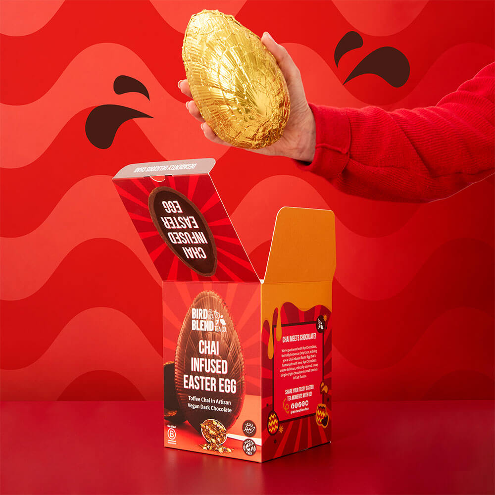 toffee chai tea infused dark chocolate easter egg