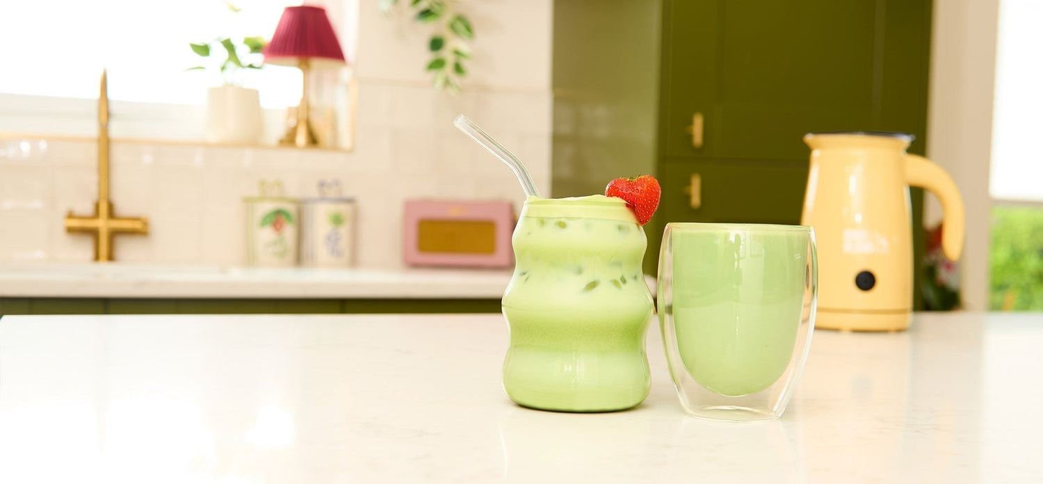 matcha iced & hot tea lattes and bamboo gloss matcha latte magic whisk