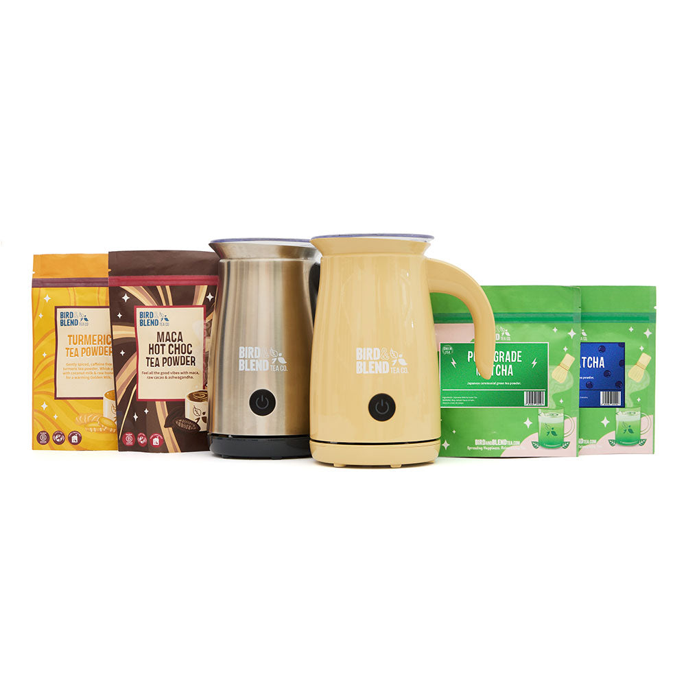 AM TO PM BUNDLE OF TEA POWDERS MATCHA TEA POWDERS &amp; WHISK TOOLS