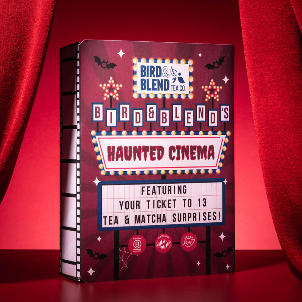 bird & blend tea co spooky haunter cinema themed spooky countdown tea & matcha calendar