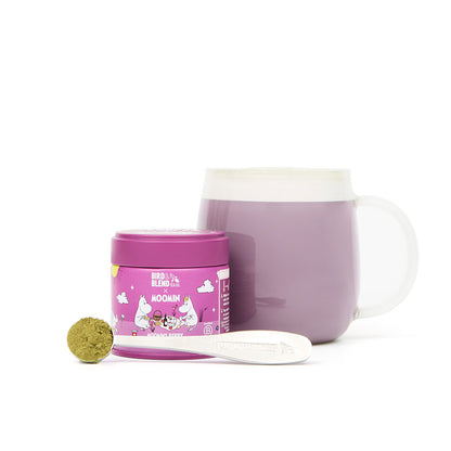 Moomin Berry Basket Matcha Tin &amp; spoon &amp; hot matcha latte