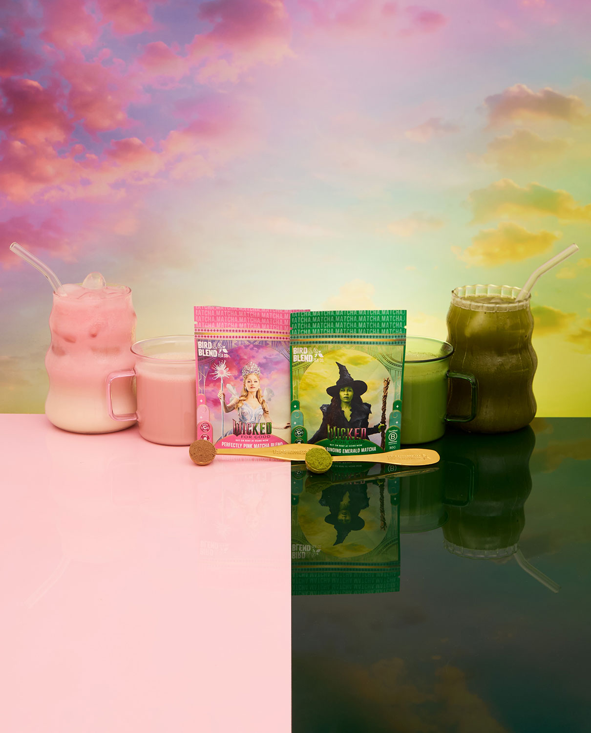 Wicked for good iced and hot matcha latte pink and green