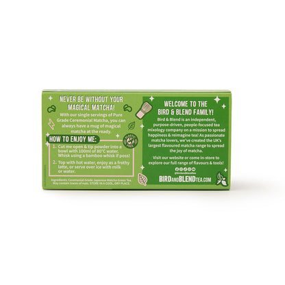 back of matcha on the go pure grade ceremonial matcha box