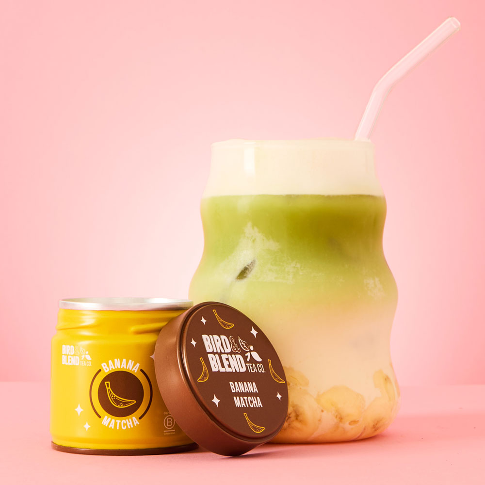 banana iced matcha latte