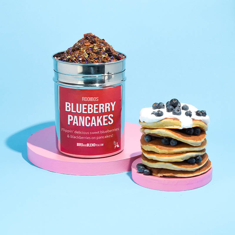 blueberry pancakes tea and pancakes
