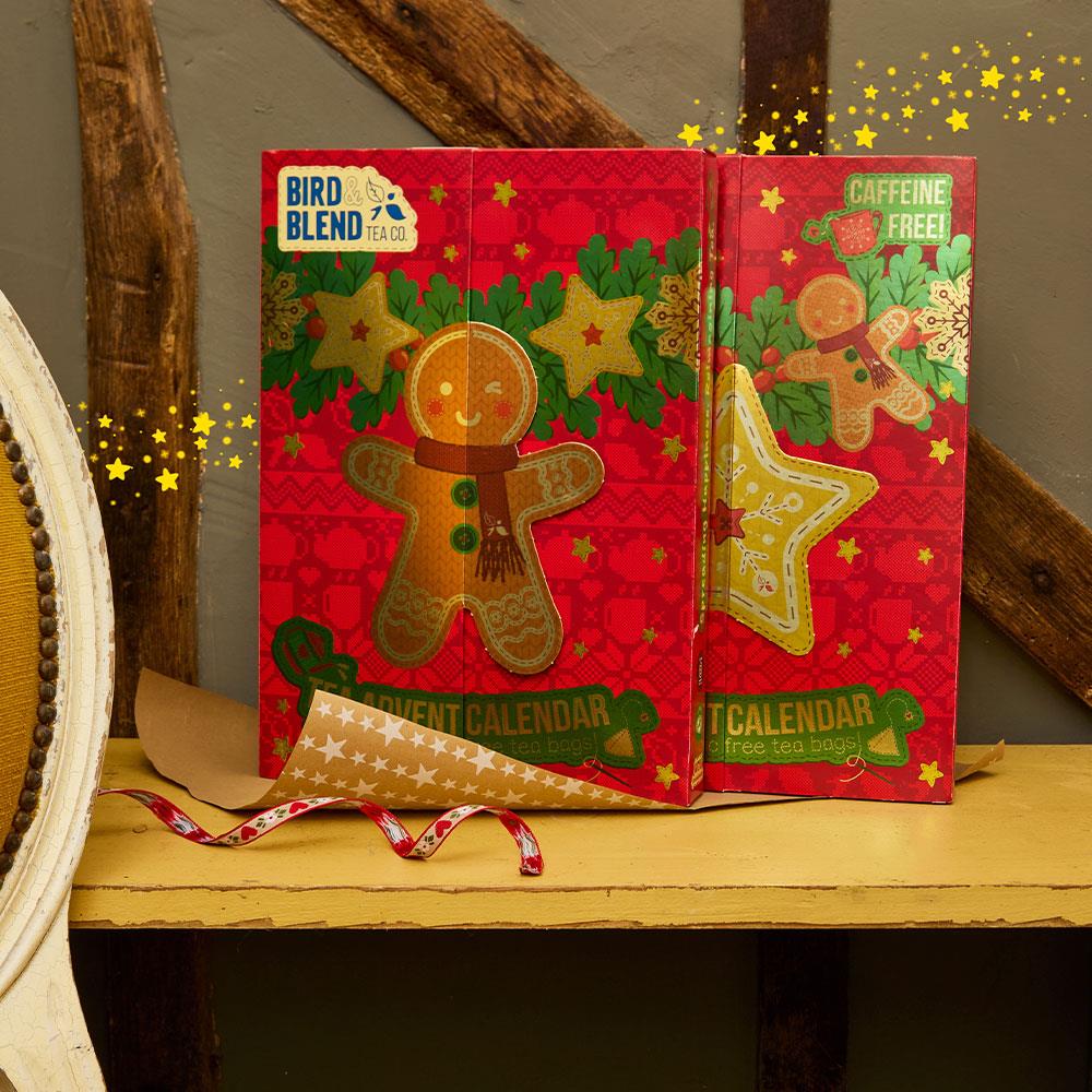 both regular and caffeine free tea advent calendars together side by side christmas gifting