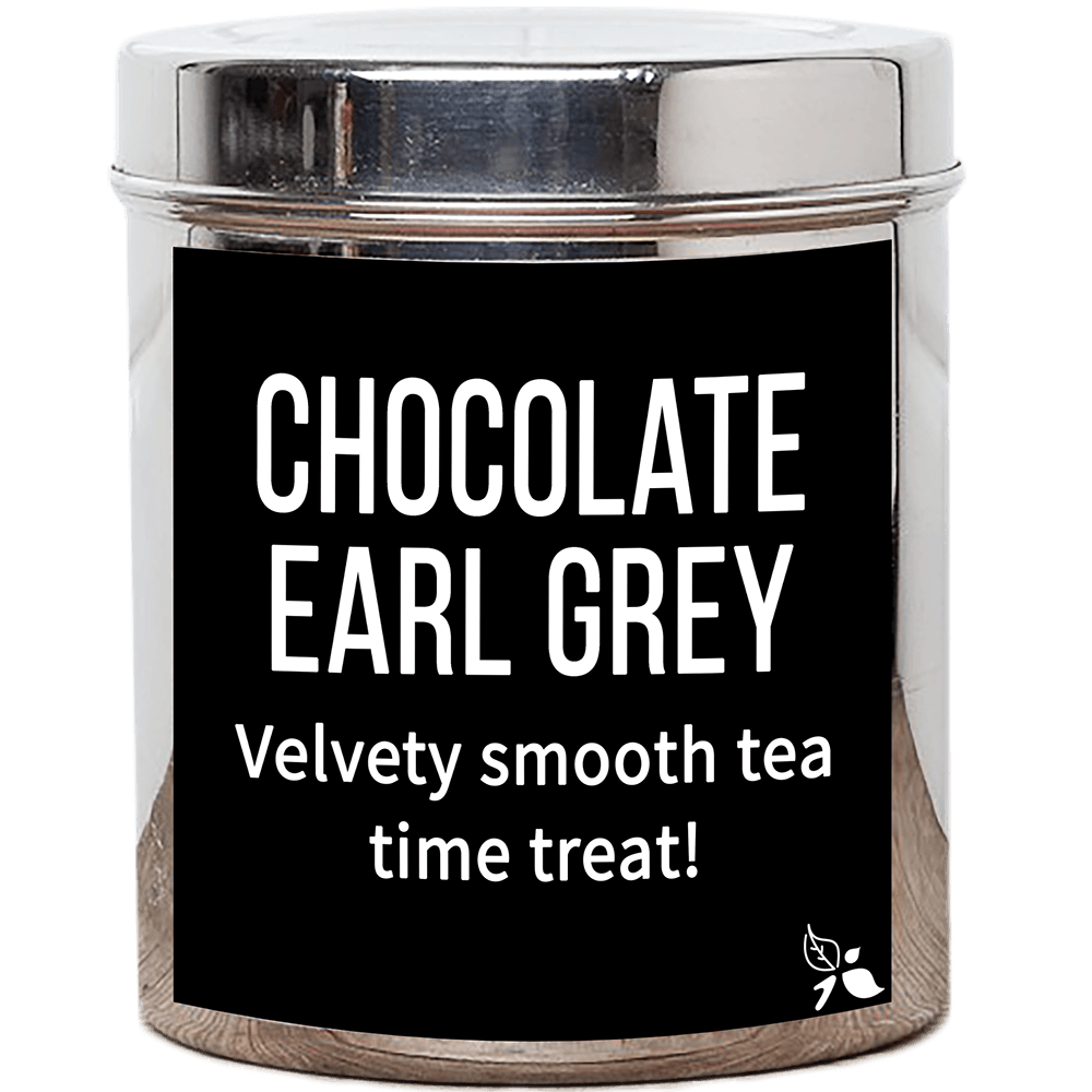 chocolate earl grey custom tea tin