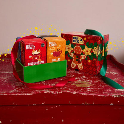 christmas tea bag selection box on counter