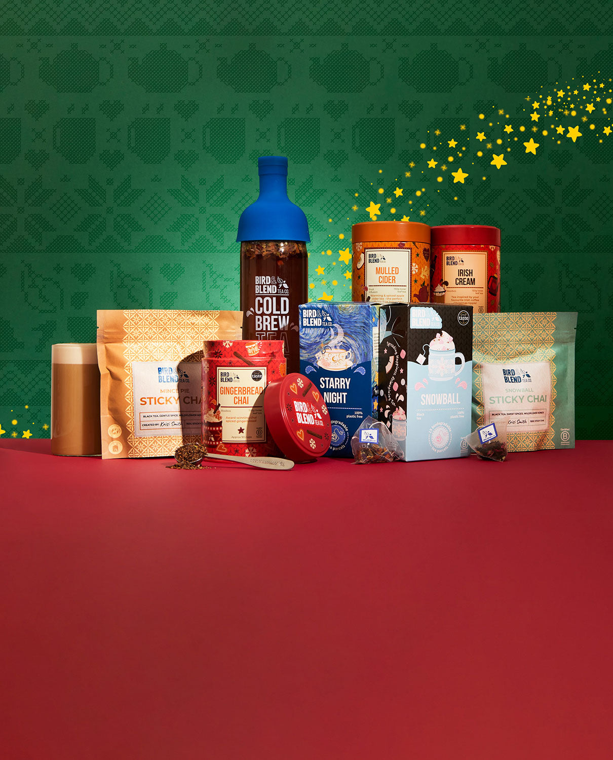 christmas teas full collection hot and cold brews sticky chai and tea bags