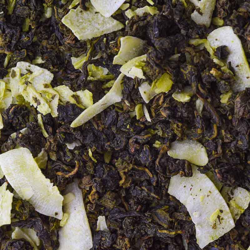 coconut milk oolong loose leaf tea flatlay