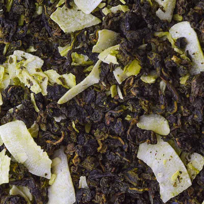 coconut milk oolong loose leaf tea flatlay