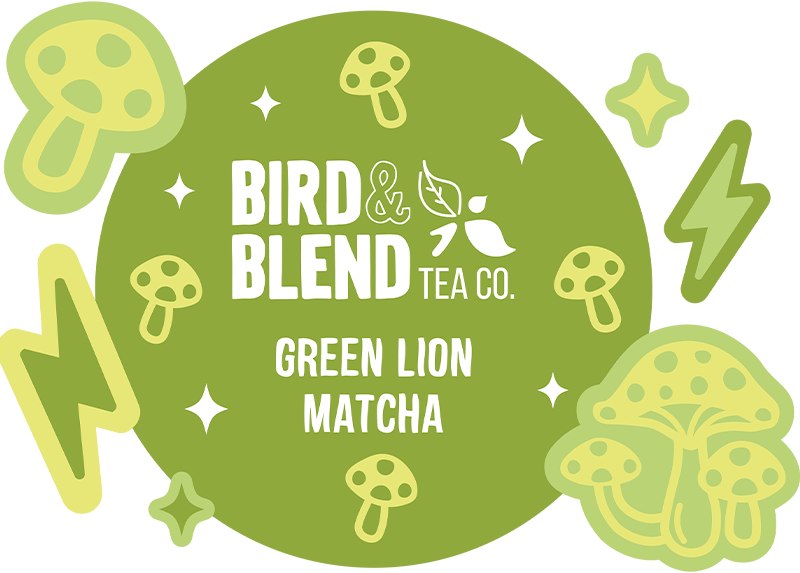 green lion matcha tin illustration