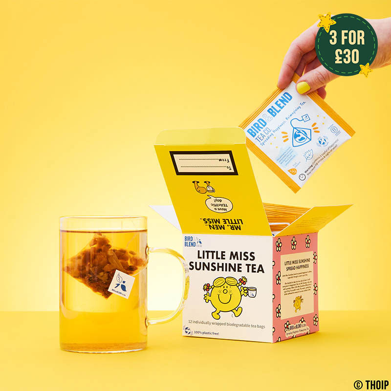 little miss sunshine tea cube with hot tea