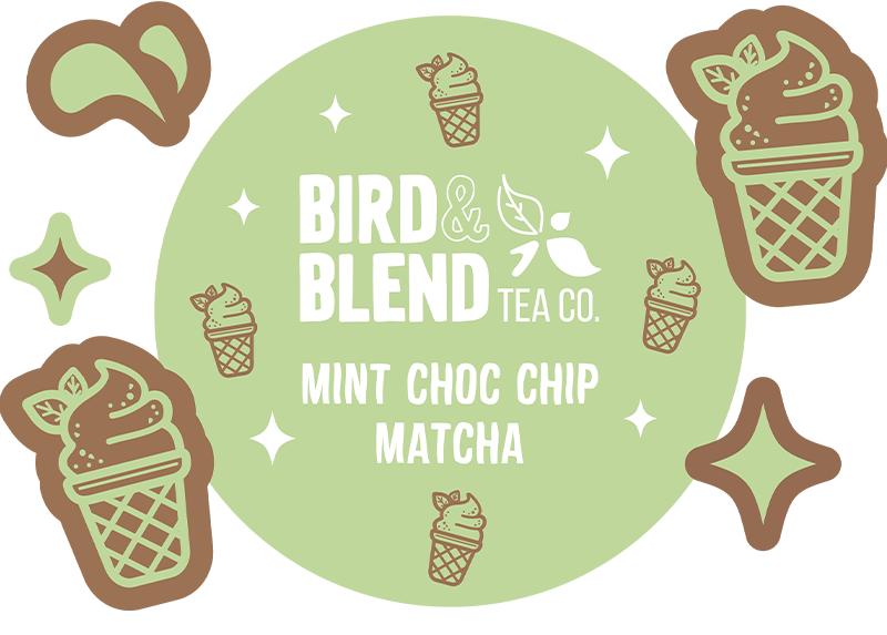 mint choc chip matcha digital illustration