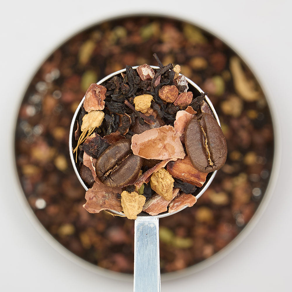 Mocha Chai Spoon filled with loose leaf tea