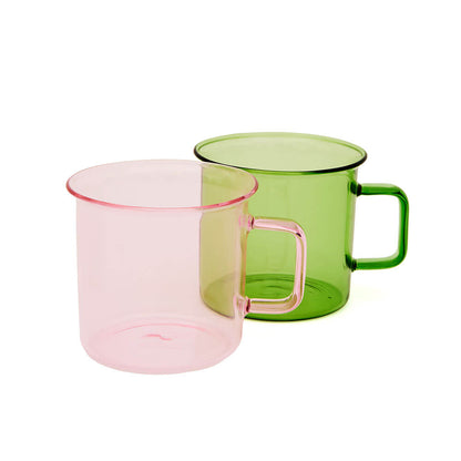 perfect matcha green and pink glass mugs