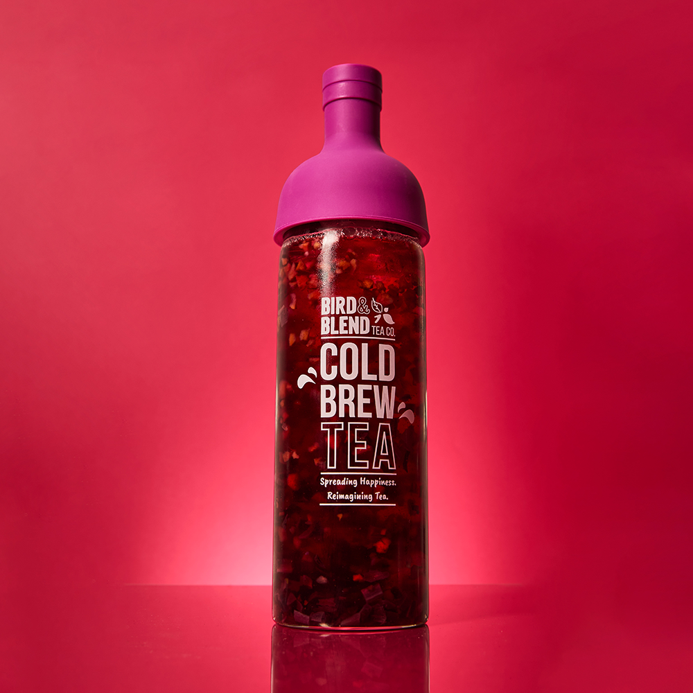 plum purple cold brew tea bottle &amp; tea