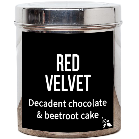 red velvet tea custom tin