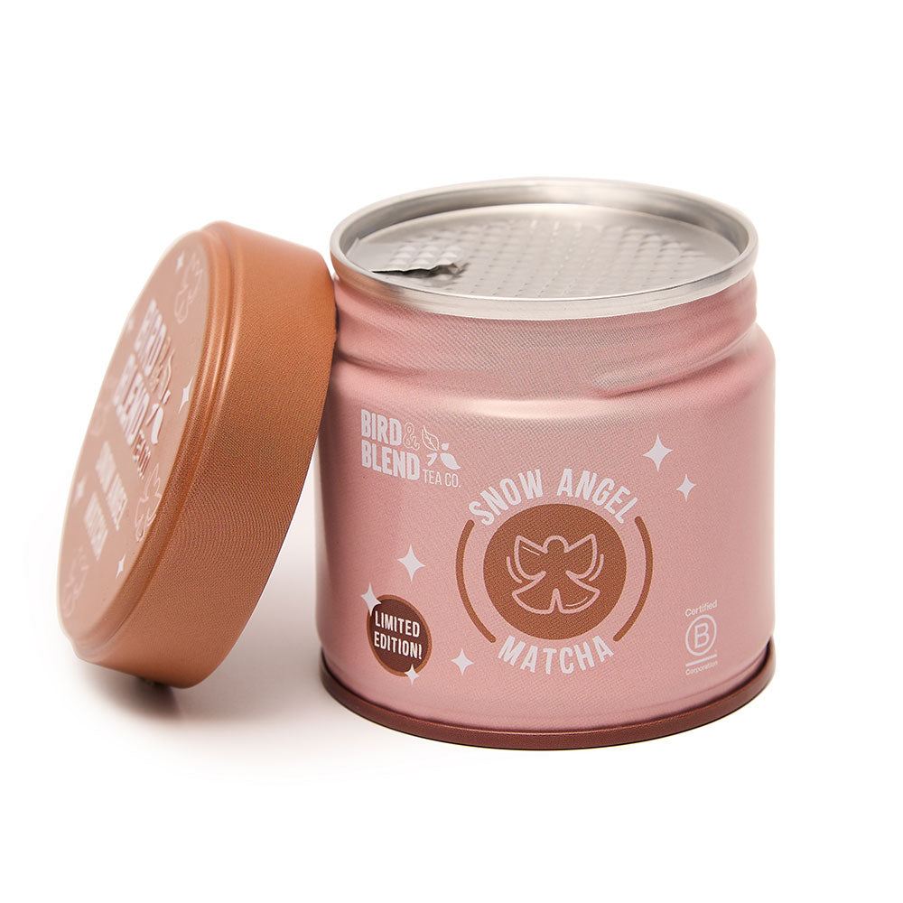 snow angel matcha tin open