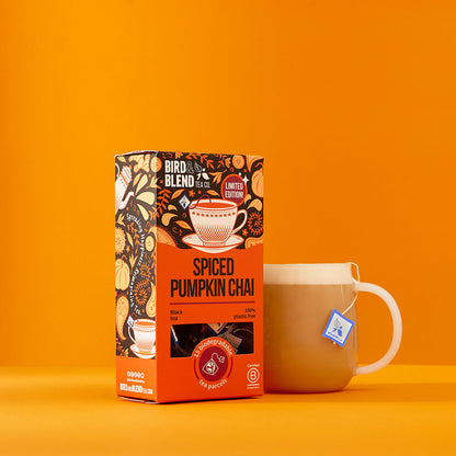 spiced pumpkin chai tea bag 15 gift pack &amp; hot chai latte