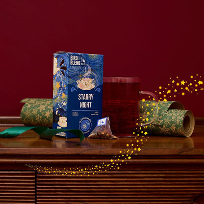 starry night tea bag gift with hot tea