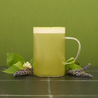 Wicked spellbinding emerald Elphaba lavender hot matcha latte