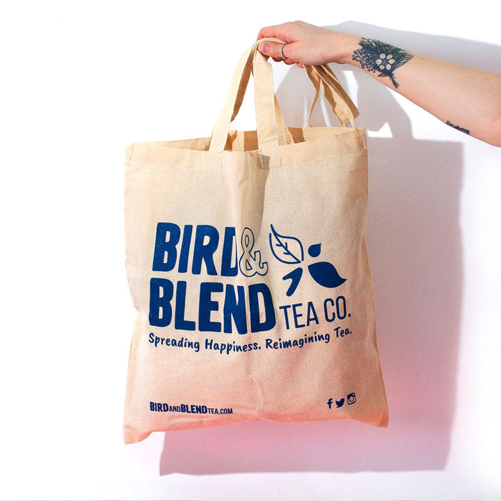 bird & blend tea co. canvas eco tote bag