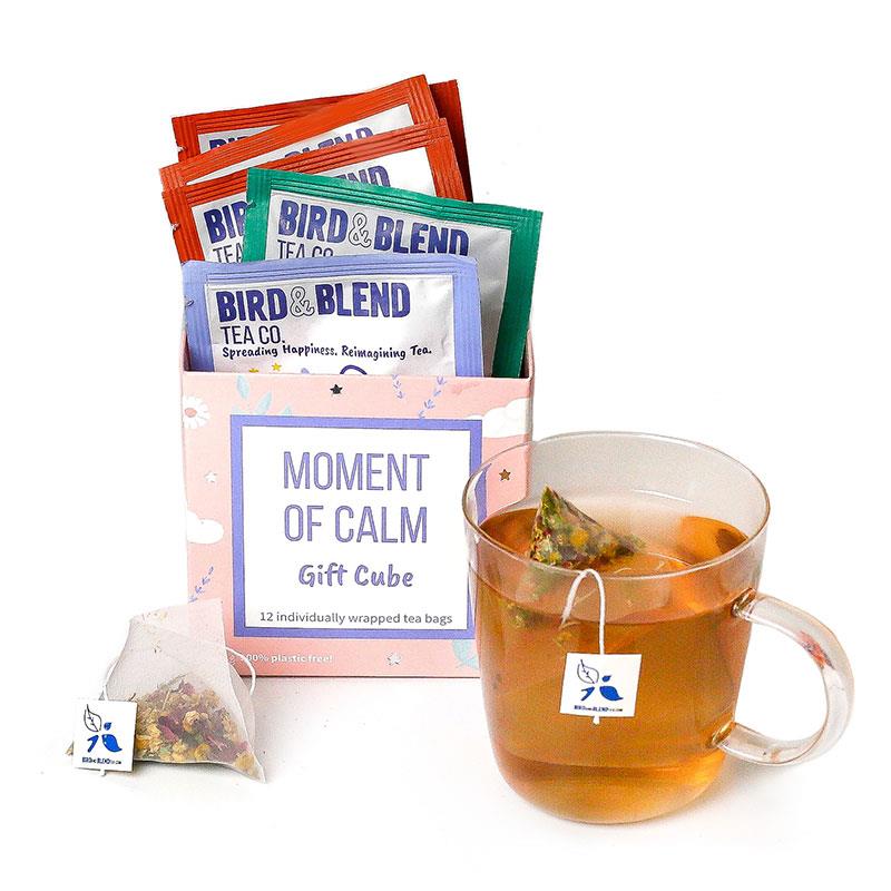 moment of calm herbal tea bag gift cube