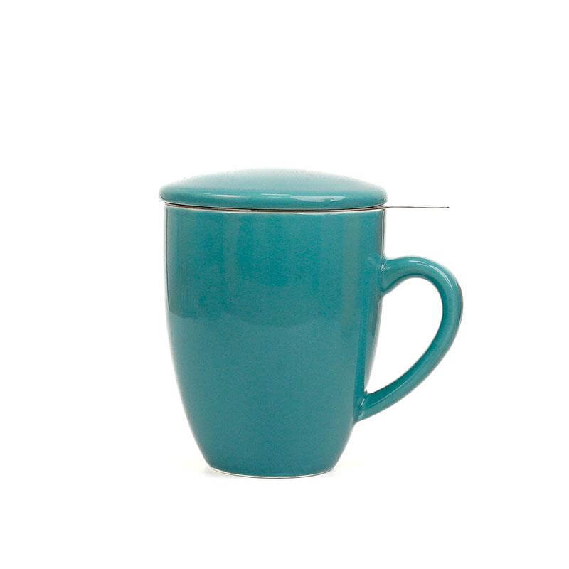turquoise tea infuser mug with lid